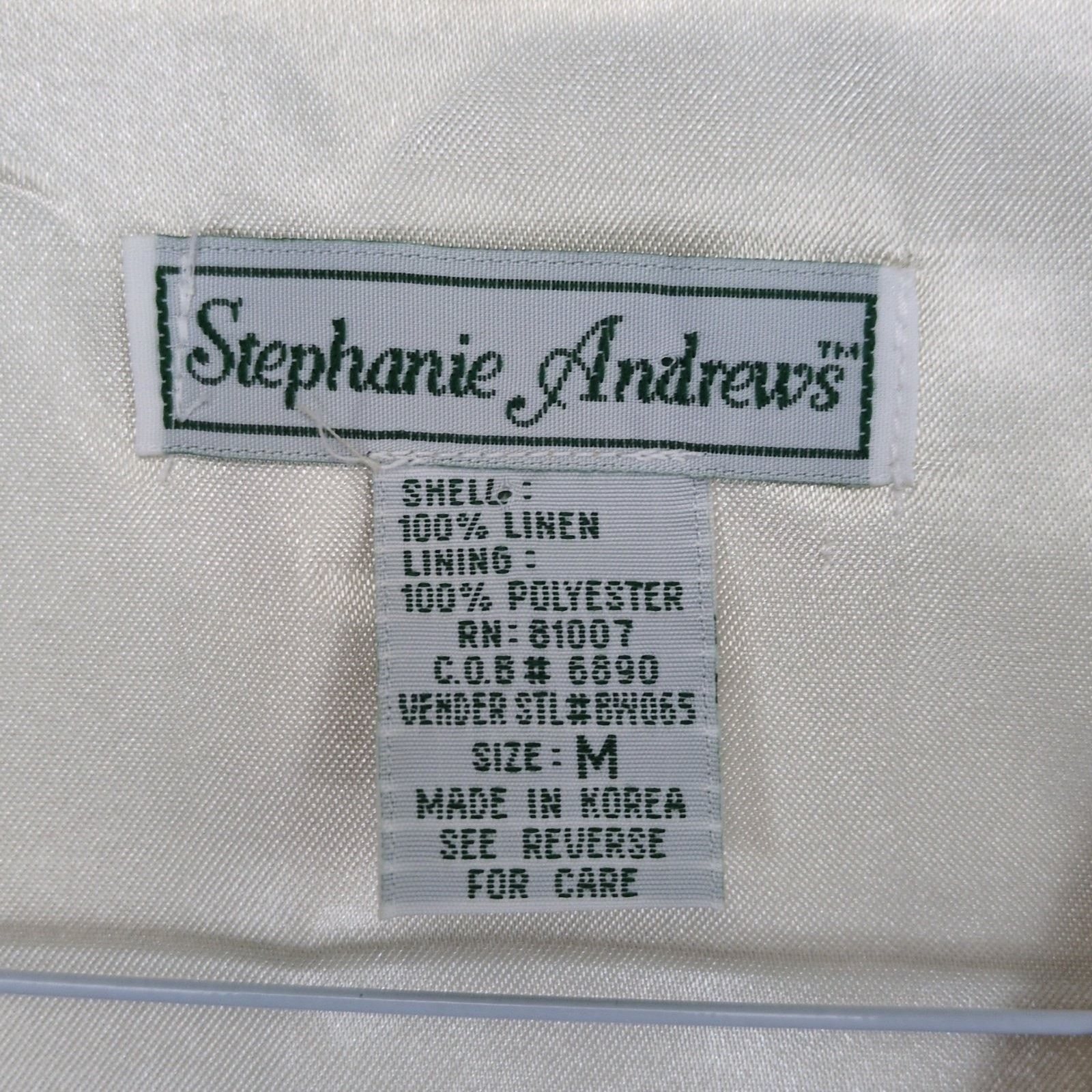 Vintage Stephanie Andrews Women's M Cream Linen Embroidered Vest Size M / US 6-8 / IT 42-44 - 2 Thumbnail