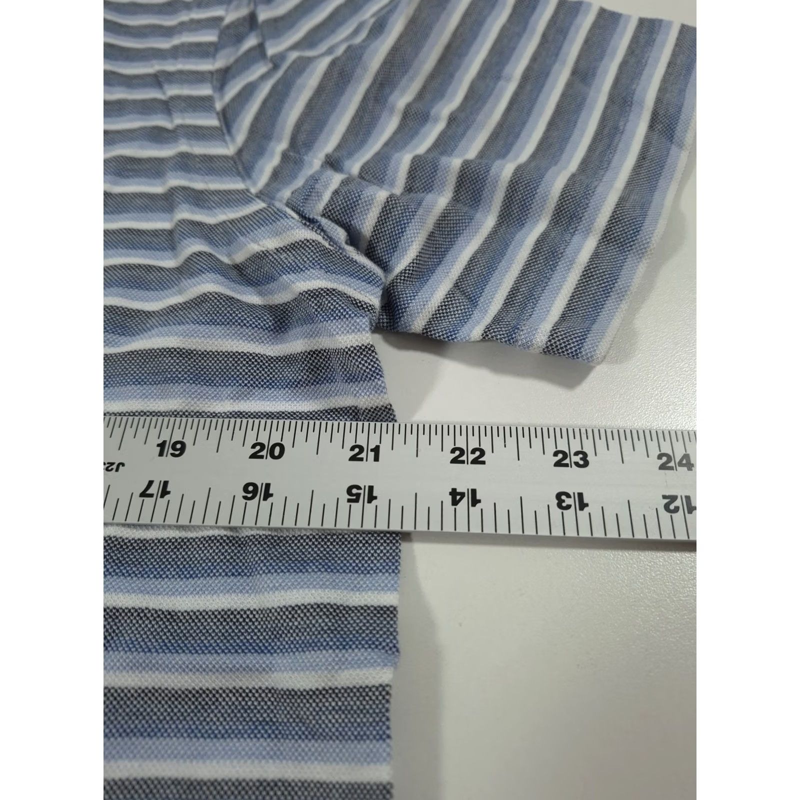 Brioni Brioni Polo Shirt L Blue Striped 100% Cotton Knit Casual Italy Short Sleeve Mens Size US L / EU 52-54 / 3 - 7 Thumbnail