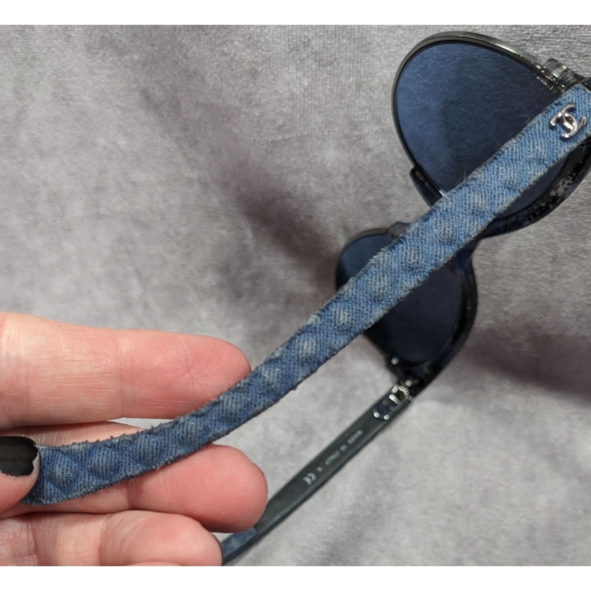 Chanel Chanel Blue Quilted Sunglasses 5342 .1552/52 Made In Italy Size ONE SIZE - 12 Thumbnail