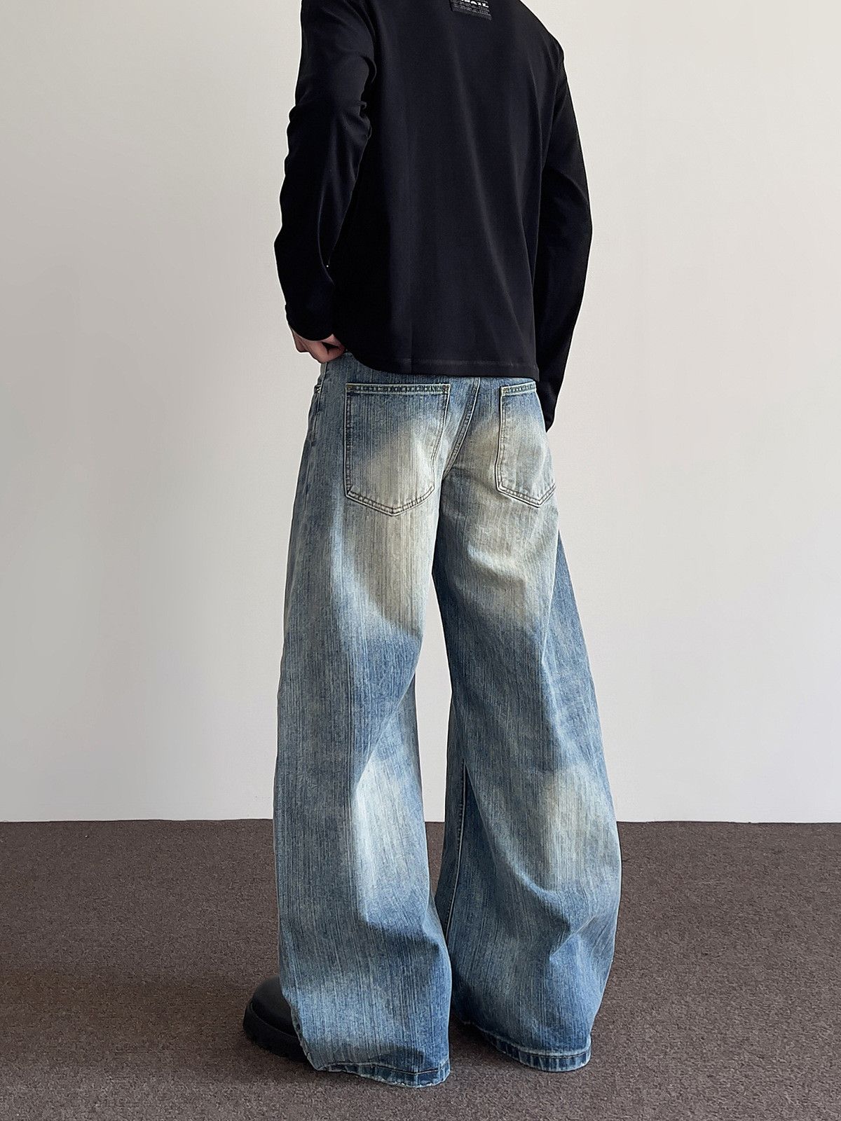 Japanese Brand Men's loose retro straight wide-leg washed scimitar jeans Size US 32 / EU 48 - 5 Thumbnail