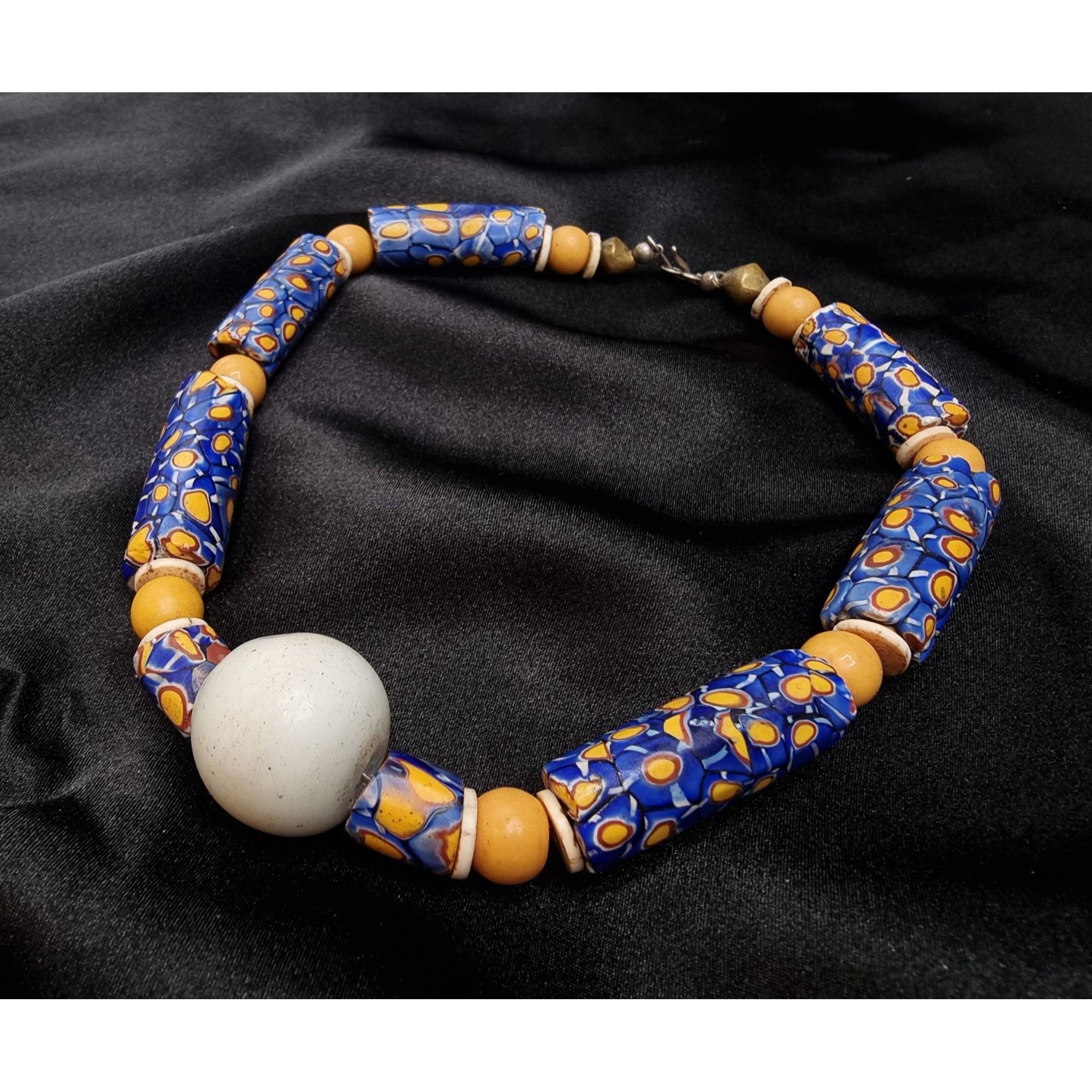 Vintage Antique Millefiori Trade Bead Necklace With White Focal Bead Size ONE SIZE - 4 Thumbnail