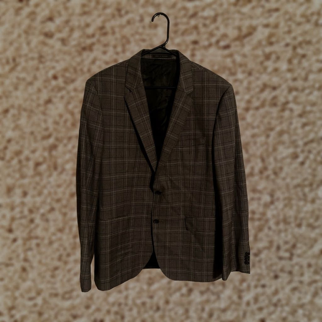 Hugo Boss VINTAGE Hugo Boss The James5 Wool Gray Plaid Blazer Jacket Coat - Men's 42R Size 42R - 1 Thumbnail