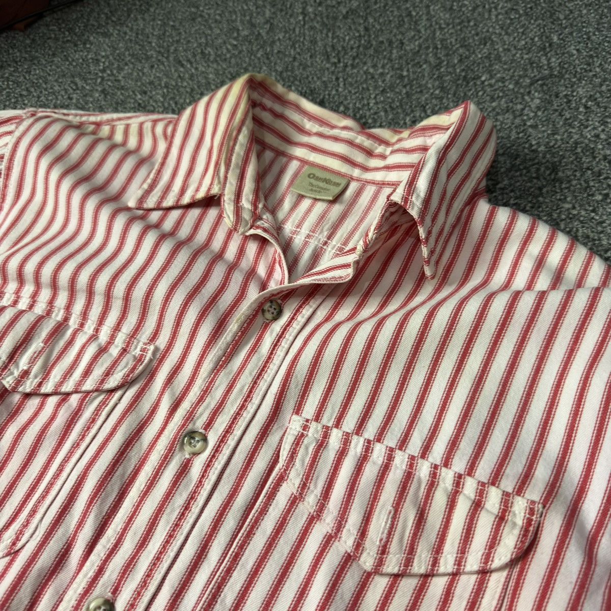 Vintage 80s Striped Cotton Button Down Double Chest Pocket in Red, Men's — image 4 of 6