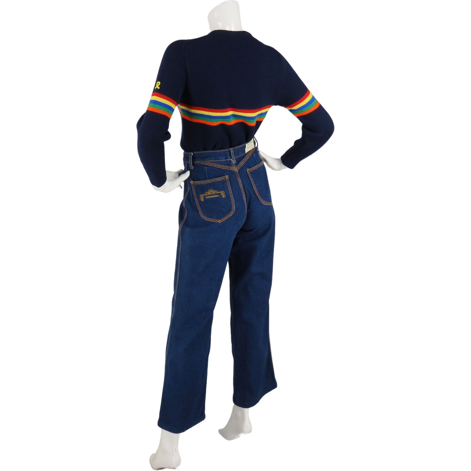 Other 80s 70s Vintage Indigo High Waisted Mom Denim Jeans 37 Size 37" - 9 Thumbnail