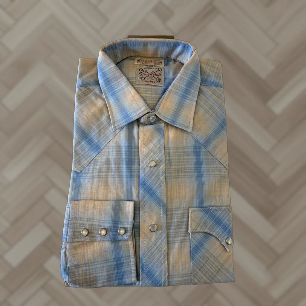 Vintage VINTAGE Penney’s RANCHCRAFT Blue Plaid Snap Button Western Shirt Mens 16 1/2 34 Blue Plaid Western Shirt Buttons Mens Size US L / EU 52-54 / 3 - 1 Thumbnail