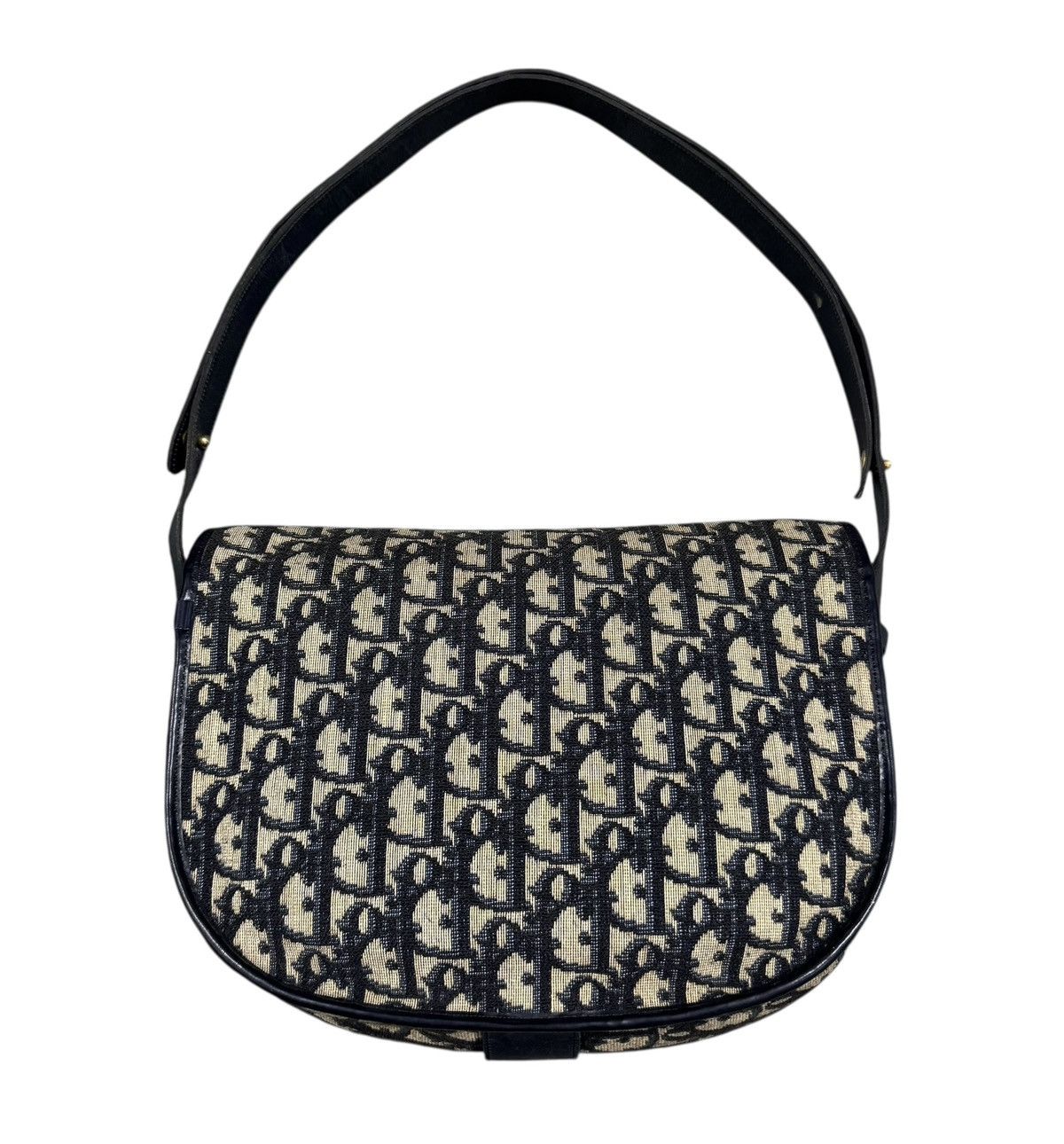Dior Vtg🔥Christian Dior Trotter Canvas Shoulder Bag Navy Gold Size ONE SIZE - 2 Thumbnail