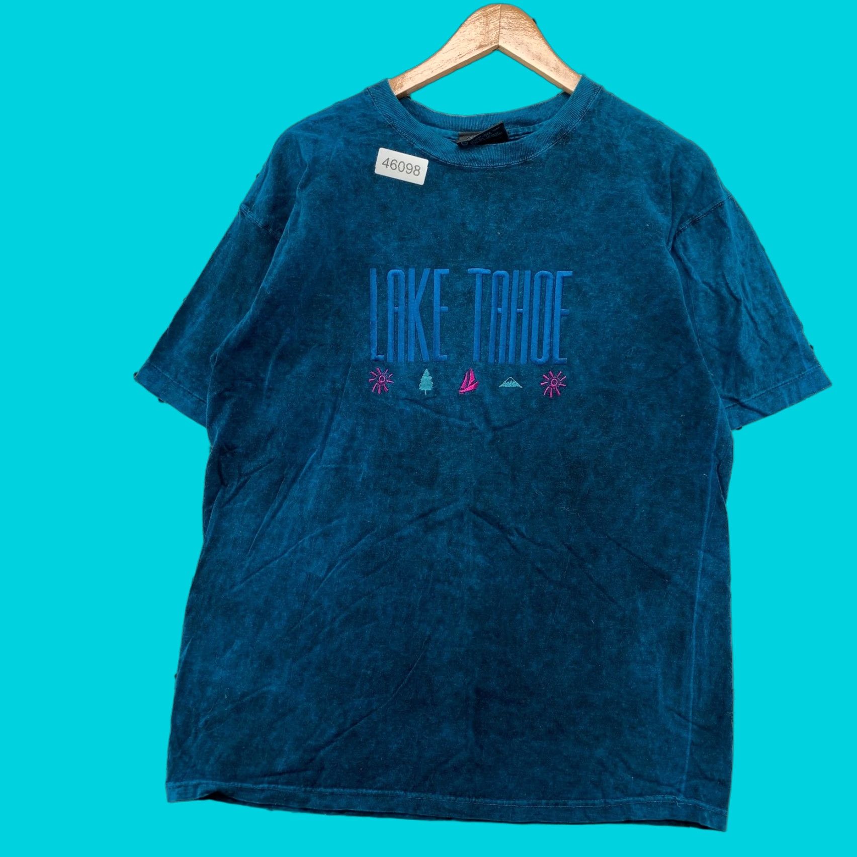 Vintage VINTAGE Lake Tahoe Shirt Mens Large Blue Acid Was Single Stitch Embroidered 90s 1990s T-Shirt Size US L / EU 52-54 / 3 - 1 Thumbnail