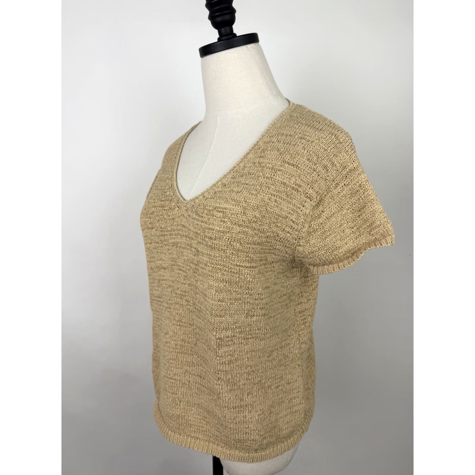 Vintage Vintage Finity Beige 90s Knit Top Sweater V-Neck Pullover Womens M Size M / US 6-8 / IT 42-44 - 5 Thumbnail
