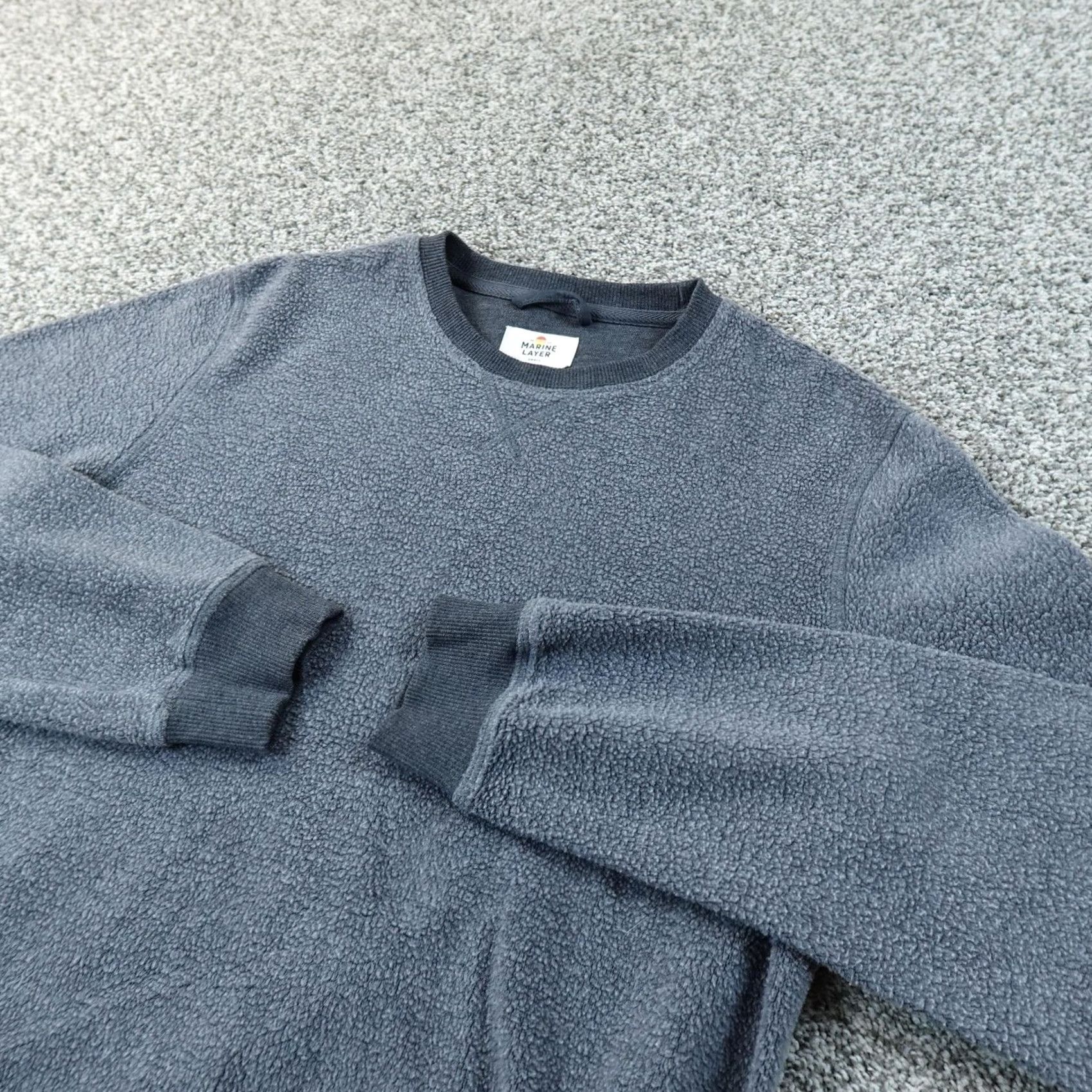 Marine Layer Marine Layer Sweatshirt Mens S Gray Fleece Crewneck Pullover Cozy Knit All Seasons Pullover Shirt Mens Size US S / EU 44-46 / 1 - 2 Thumbnail
