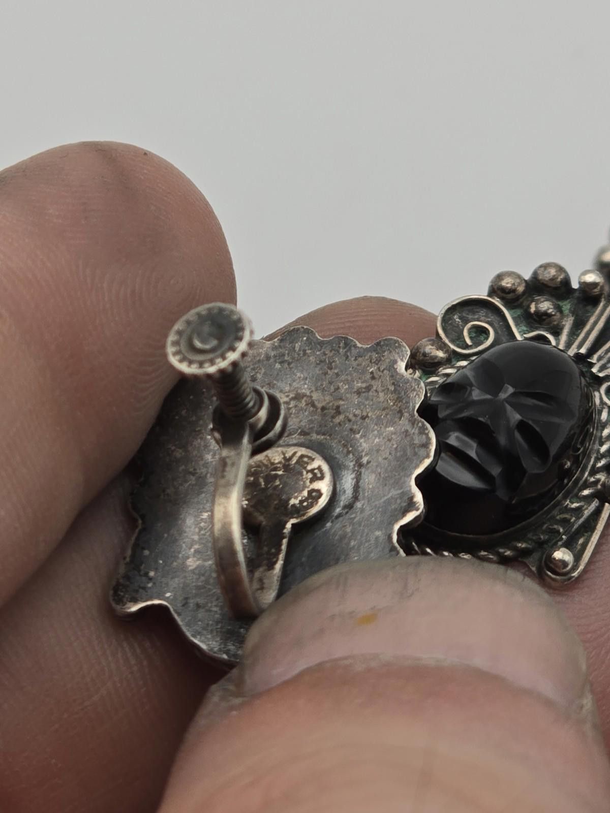 Other Mexican Sterling Onyx Mask Brooch & Earring Set Size ONE SIZE - 6 Thumbnail
