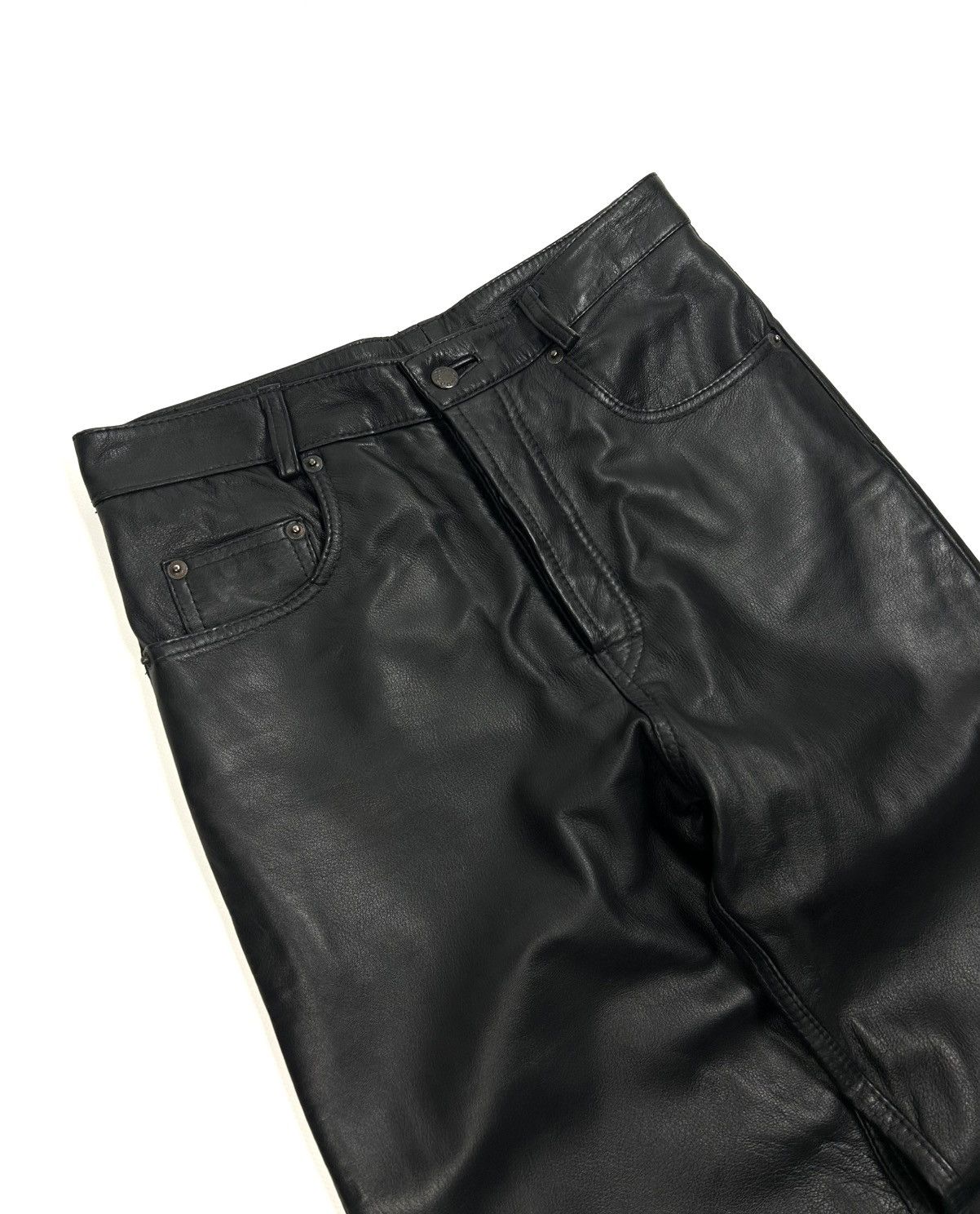 Genuine Leather Vintage The King Black Genuine Leather Pants Avant Garde Y2K Size US 33 - 8 Thumbnail