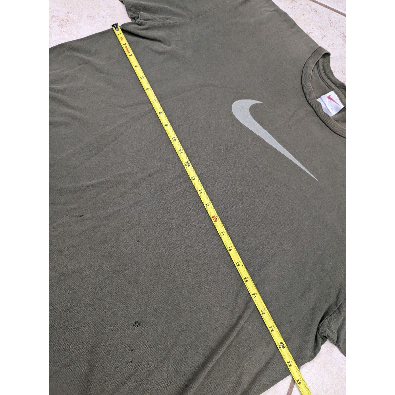 Nike Vtg Nike Shirt XL Olive Green Big Center Swoosh Check USA Size US XL / EU 56 / 4 - 12 Thumbnail