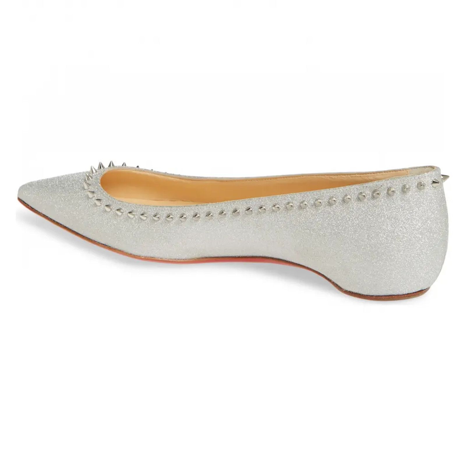 Christian Louboutin Christian Louboutin Anjalina Flat Silver Glitter Spike Size US 8.5 / IT 38.5 - 8 Thumbnail