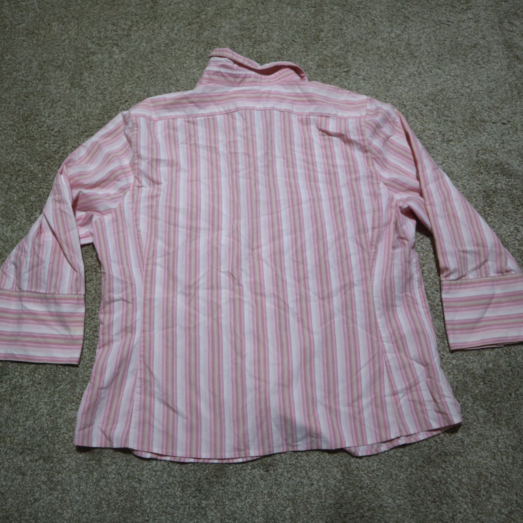 Merona Merona Shirt Pink Striped 3/4 Sleeve Button Up Women's XL Blouse Top Stretch Casual Size XL / US 12-14 / IT 48-50 - 8 Thumbnail