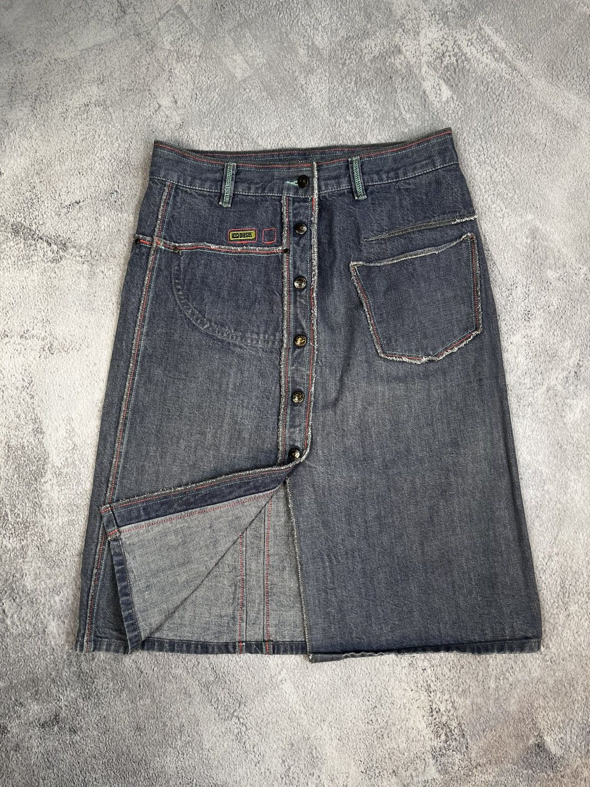 Diesel Vintage Y2K Diesel patchwork button ups midi skirt Japanese Size 26" / US 2 / IT 38 - 2 Thumbnail
