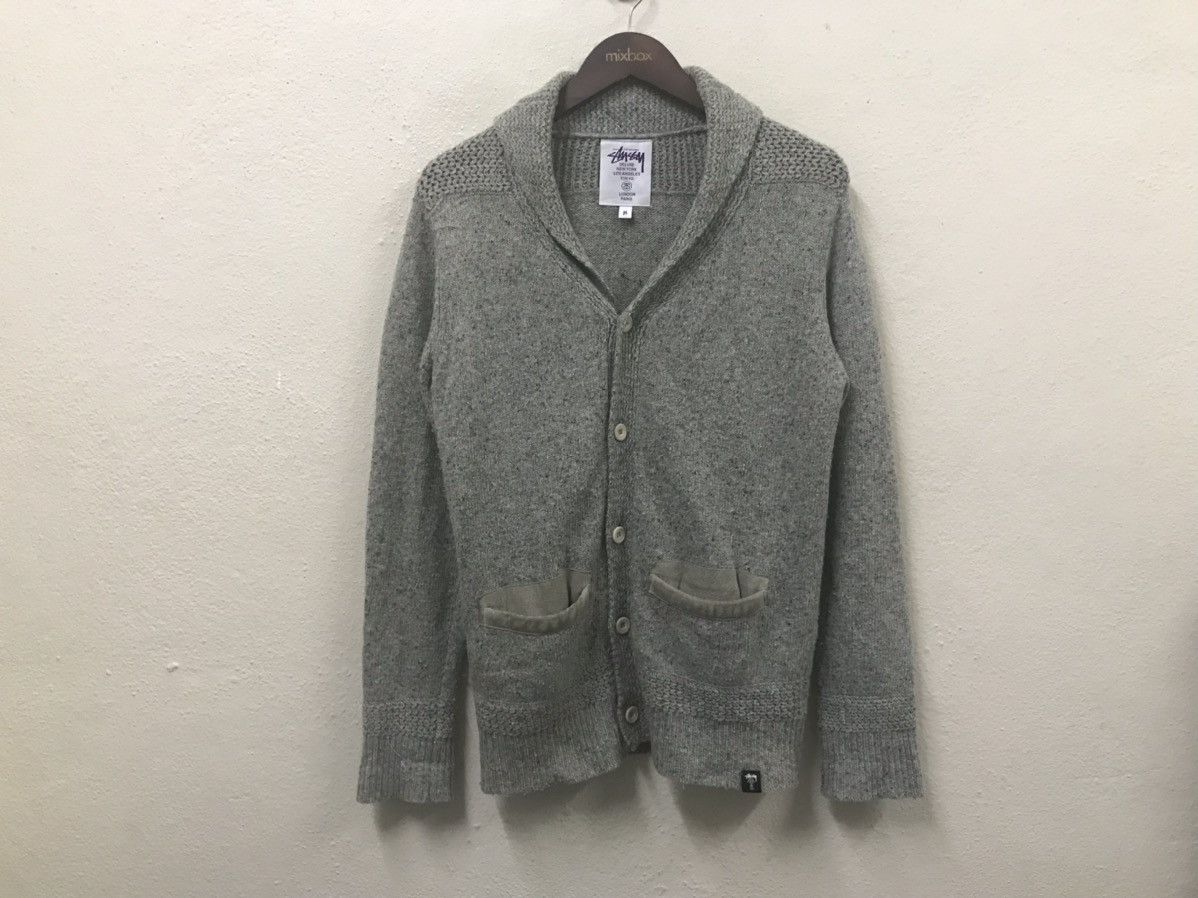 image of Stussy Lambswool Cardigan Jacket in Grey, Men's (Size Medium)