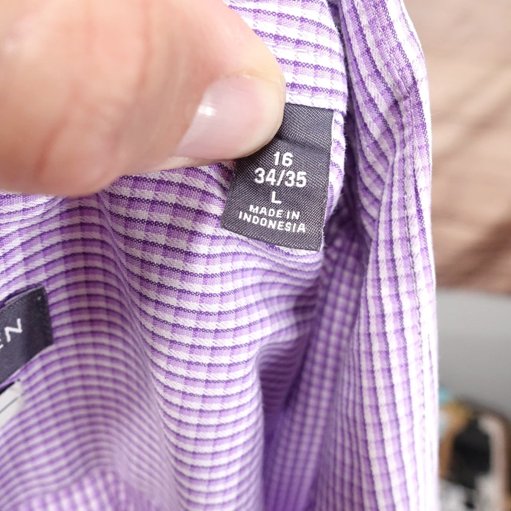 Van Heusen Van Heusen Flex Shirt Mens Large Purple Stretch Regular Fit Long Sleeve Check Shirt Size US L / EU 52-54 / 3 - 7 Thumbnail