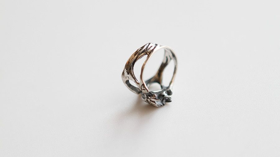 Jewelry × Sterling Silver Resizable 925 Sterling Silver Skeleton Head Ring Size ONE SIZE - 4 Thumbnail