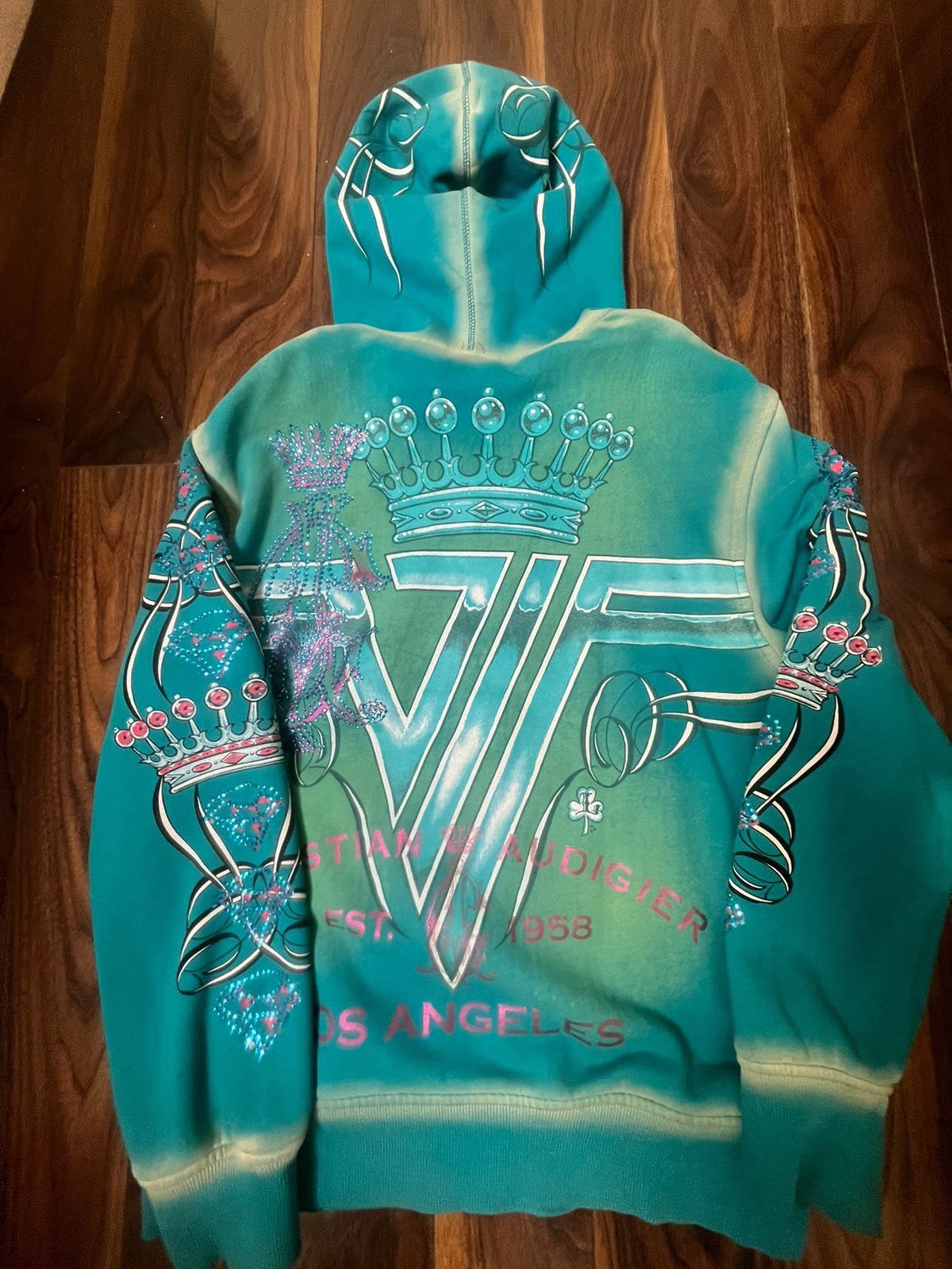 トップス 00s Christian Audigier Zip-up Hoodie Christian Audigier × Ed Hardy Christian Audigier y2k zip up hoodie