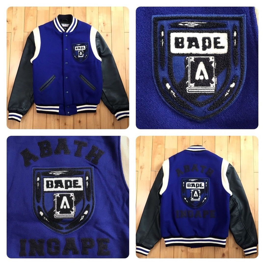 Bape × Ebbets Field Flannels BAPE × EBBETS FIELD FLANNELS Leather sleeve varsity jacket Size US M / EU 48-50 / 2 - 1 Thumbnail