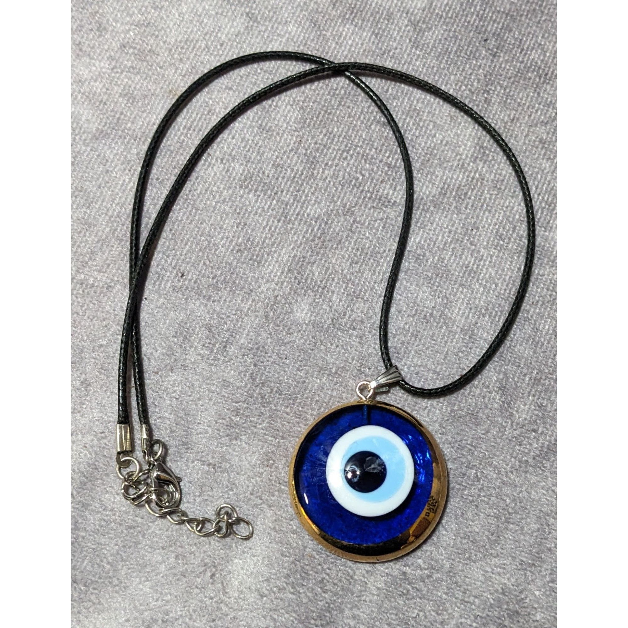 Other Glass Evil Eye Blue And Gold Pendant Necklace Size ONE SIZE - 12 Thumbnail