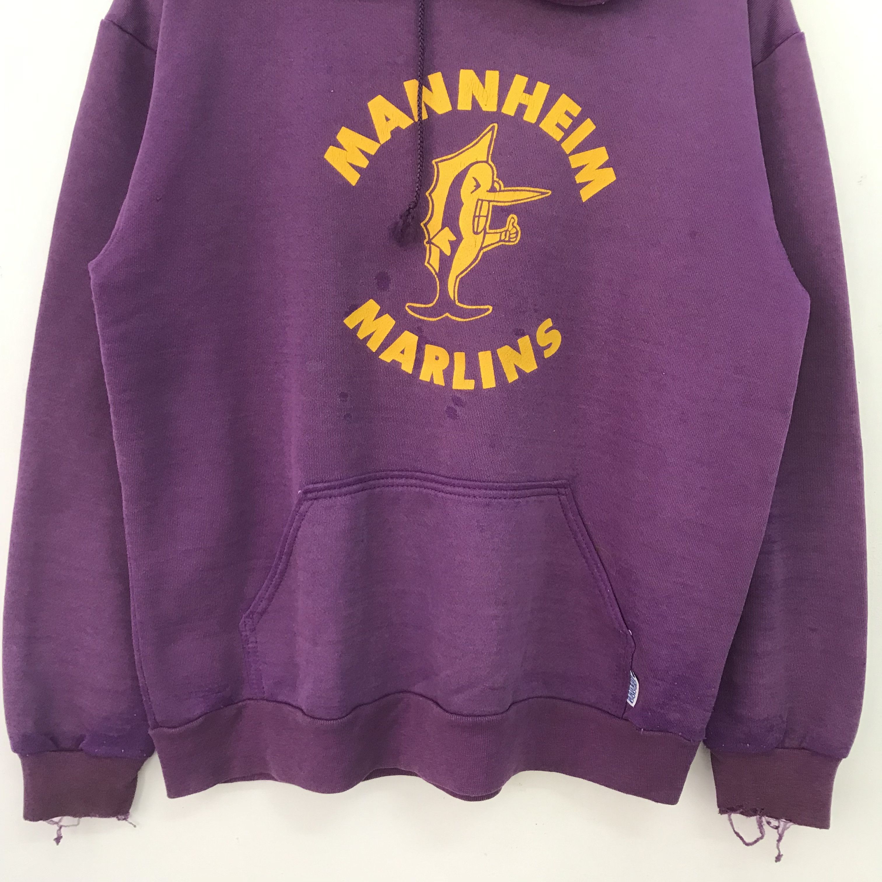 Japanese Brand Vintage 90s Distressed Mannheim Marlins Purple - 449 Size US L / EU 52-54 / 3 - 3 Thumbnail