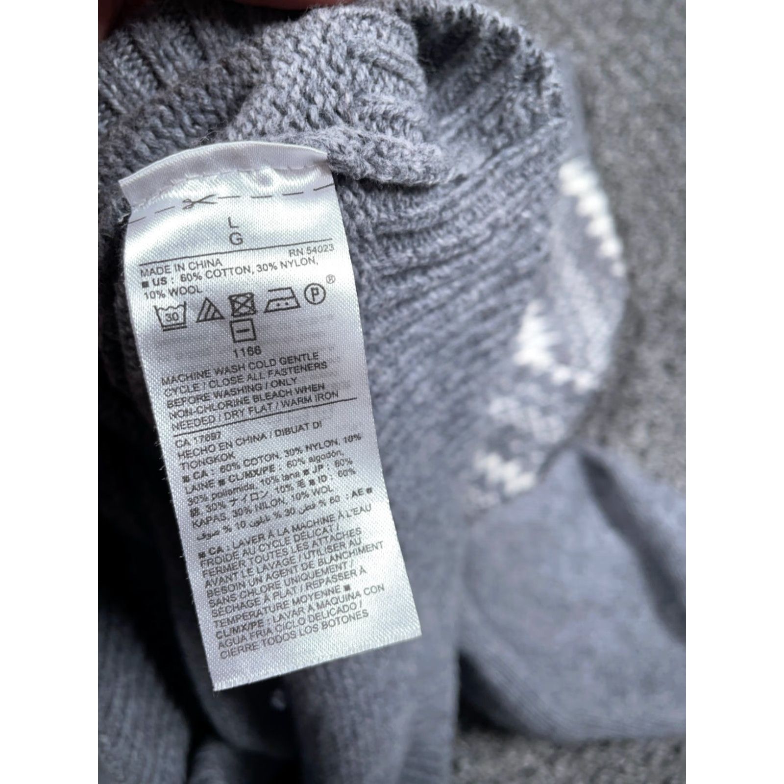 Old Navy Old Navy Cardigan Sweater Adult Large Gray Fair Isle Mock Neck Heavyweight Knit Pre-owned Mens Size US L / EU 52-54 / 3 - 4 Thumbnail