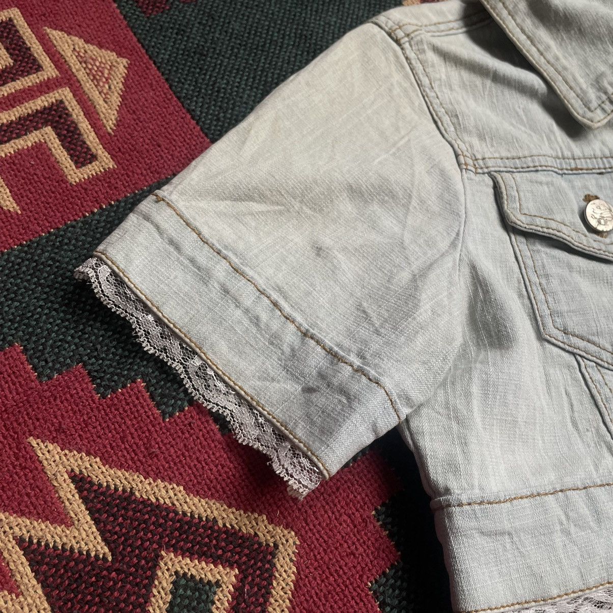 20471120 × If Six Was Nine Y2K Lace Hem Cropped Jean Shirt Size S / US 4 / IT 40 - 4 Thumbnail