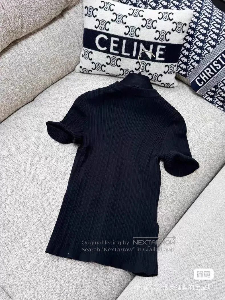 Chanel Chanel Black clover embroidered pocket short sleeves Size M / US 6-8 / IT 42-44 - 3 Thumbnail
