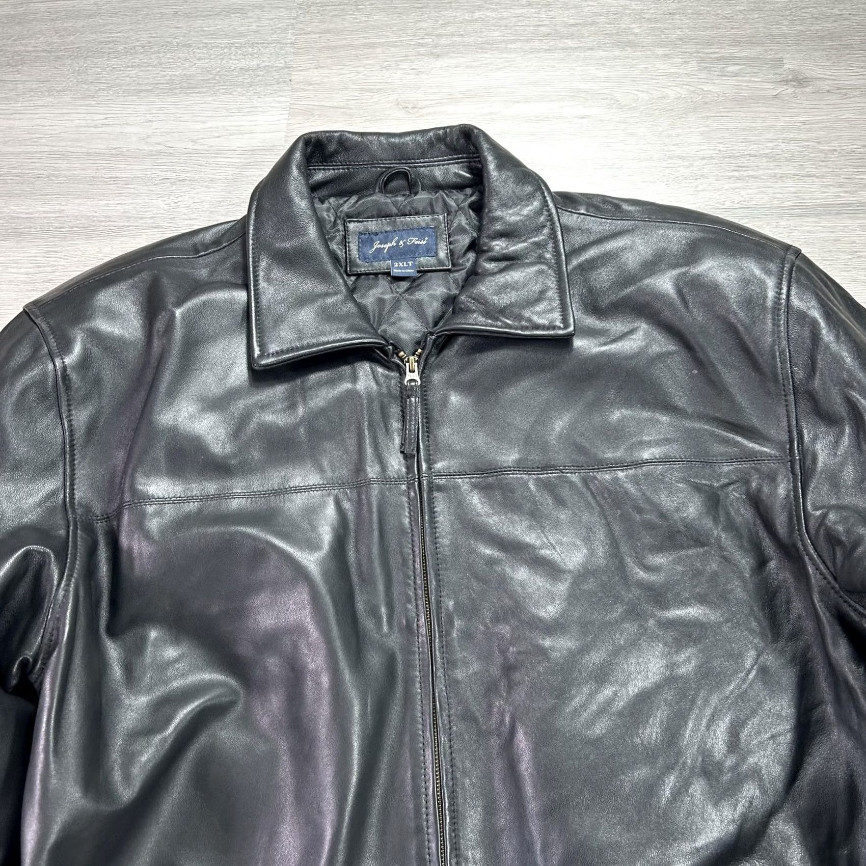 Joseph Joseph & Feiss Leather Jacket Mens 2XLT Black Lambskin Zip Bomber Quilted Lined Jacket Size US XXL / EU 58 / 5 - 4 Thumbnail