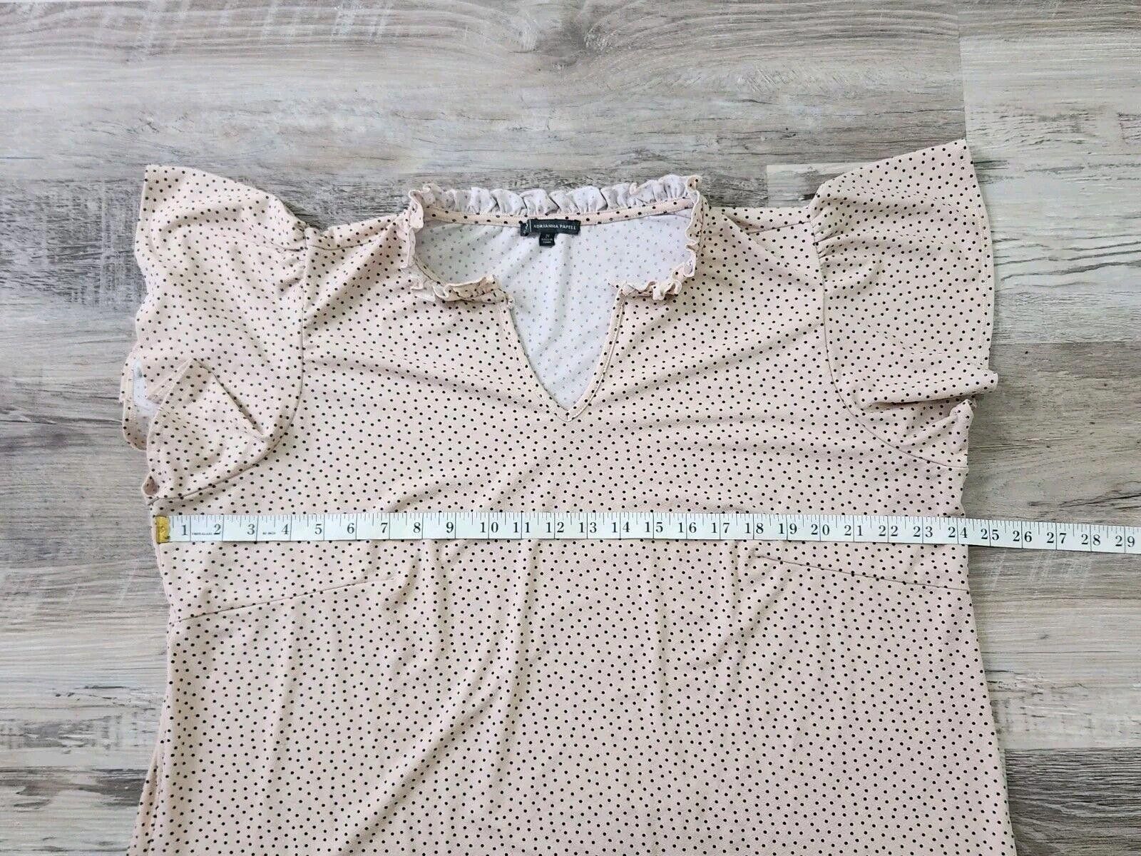 Designer Adrianna Papell Top Plus Size 2x Blush Pink Polka Dot Size XXL / US 16-18 / IT 52-54 - 6 Thumbnail