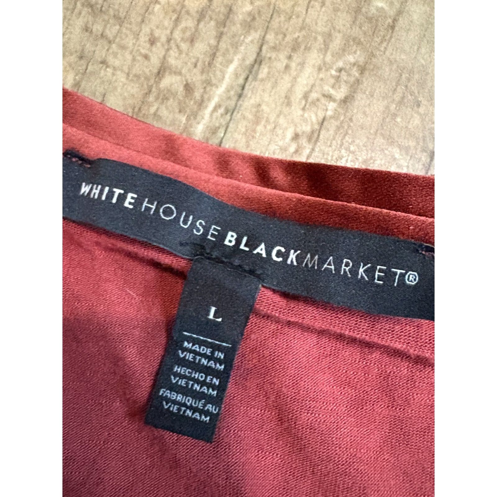 White House Black Market White House Black Market Top Womens Large Brown Short Sleeve Shirt Rayon Spandex Size L / US 10 / IT 46 - 4 Thumbnail