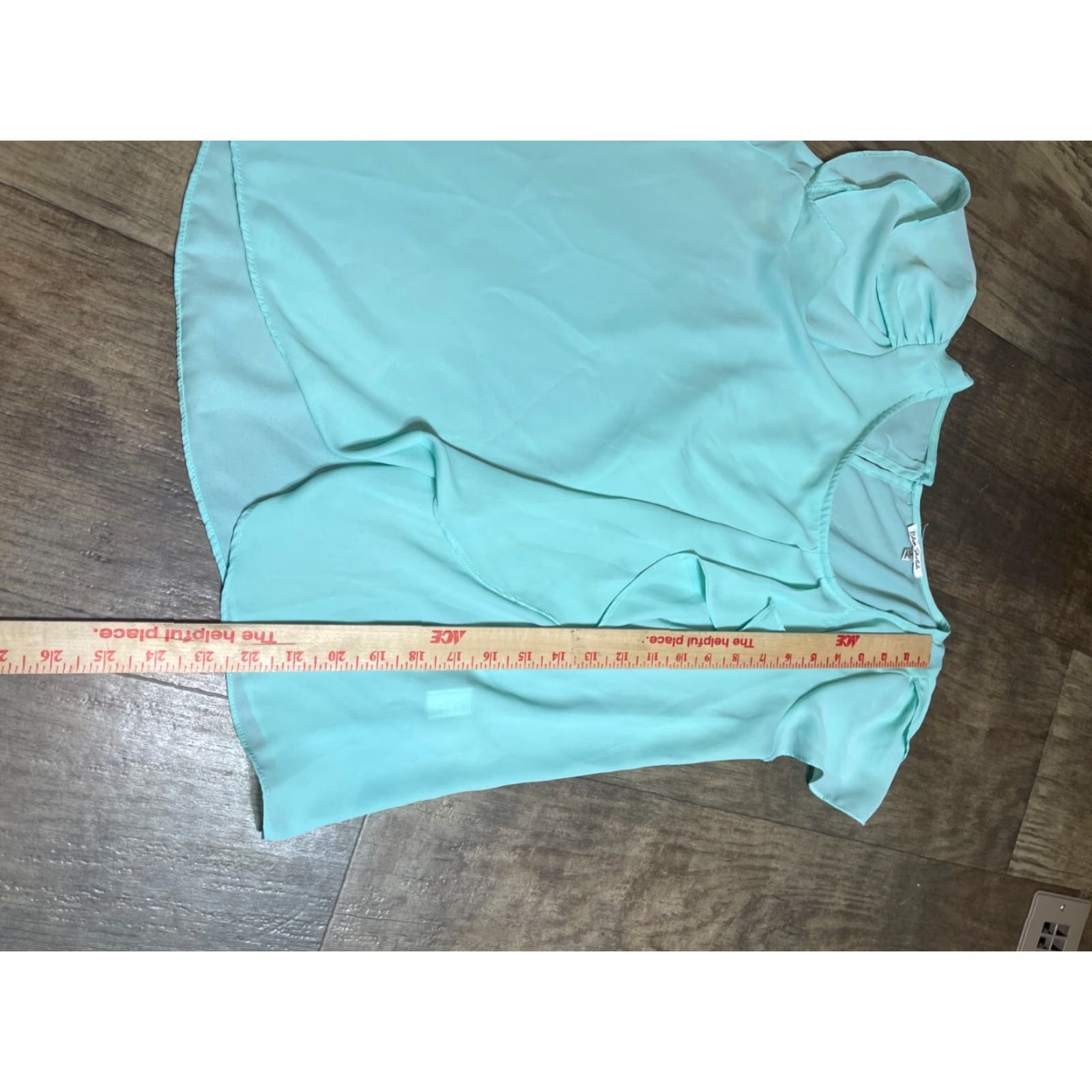 Madewell Madewell Blue Sketch Top Womens Small Sheer Teal Short Sleeve T-Shirt Dress Zip Ruffle Short Dress, Seasonal Colorful, Regular Women Mens? Size S / US 4 / IT 40 - 2 Thumbnail