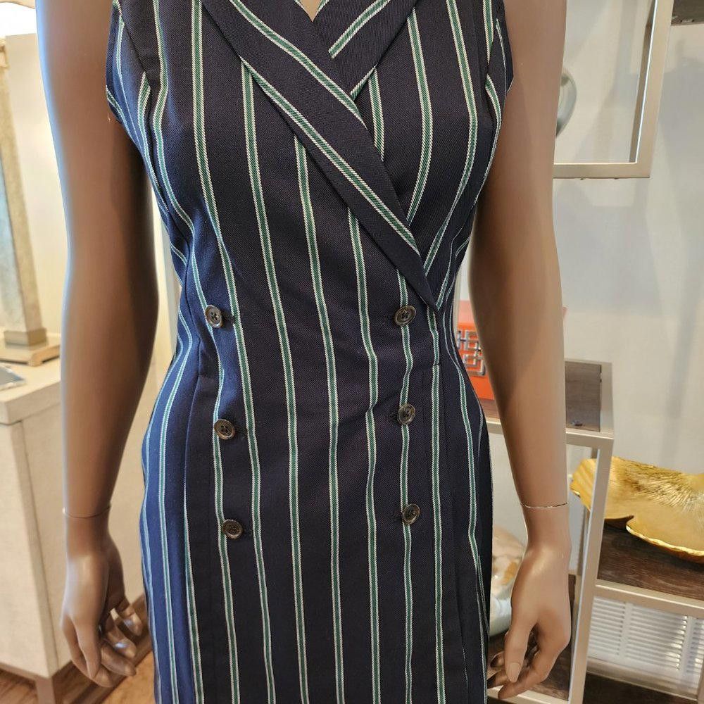 Designer BCBGeneration Navy/Green/White Halter w/V-Back Mini Size S / US 4 / IT 40 - 4 Thumbnail