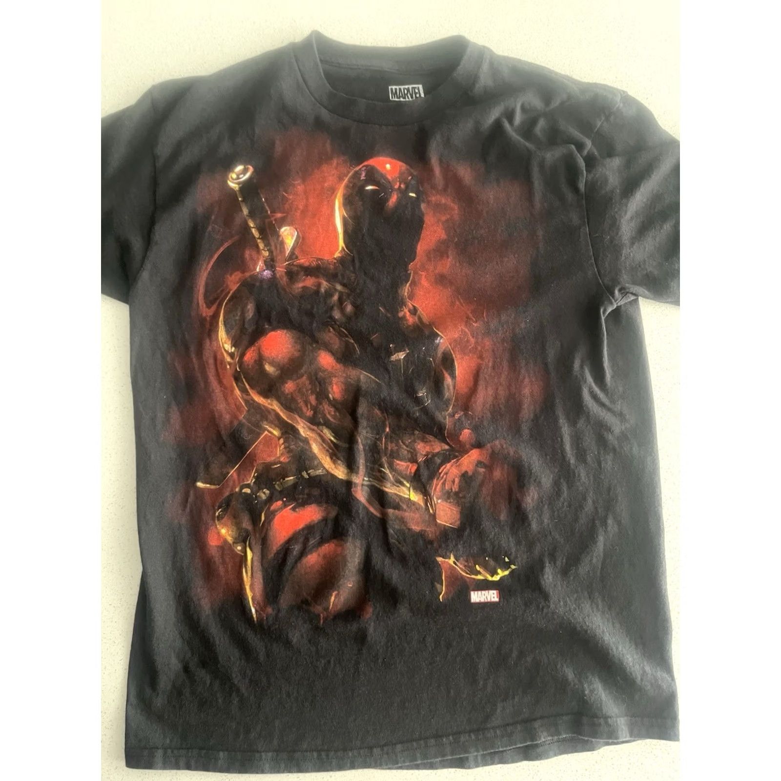 Vintage Men’s Marvel T-Shirt Deadpool Large Black Retro Shirt Mens L Size US L / EU 52-54 / 3 - 2 Thumbnail