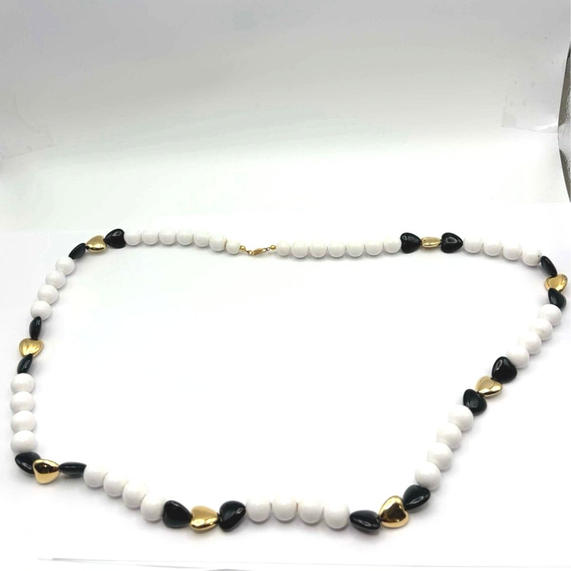 Other Gold & White Beaded Heart Necklace Size ONE SIZE - 3 Thumbnail