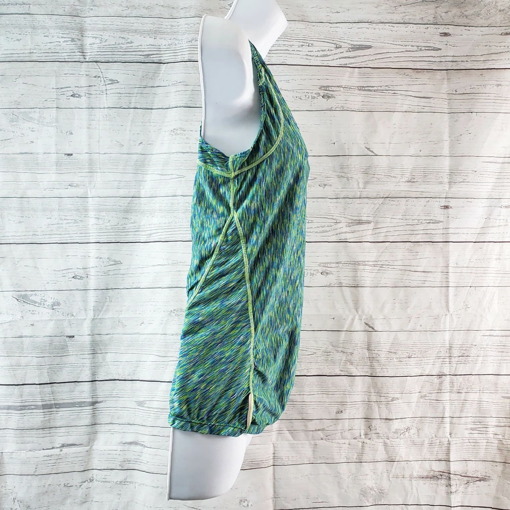 Athleta Athleta Womens Space Dye Tank Top V-Neck Sz Small Green Blue Sleeveless Activewear Shirt Womens Authentic Size S / US 4 / IT 40 - 2 Thumbnail