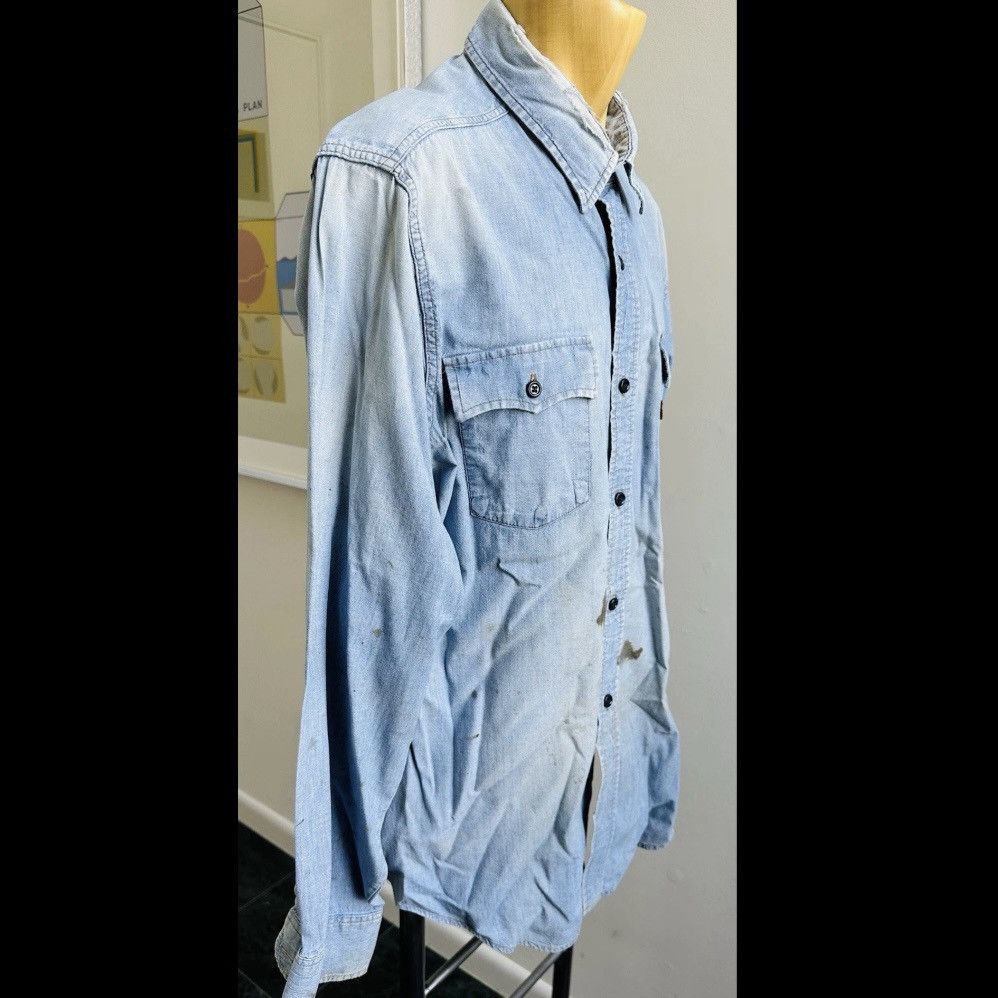 Levi's × Levi's Vintage Clothing × Vintage VINTAGE 1970s LEVI'S SHIRT ORANGE TAB BLUE DENIM DISTRESSED Size US XL / EU 56 / 4 - 5 Thumbnail