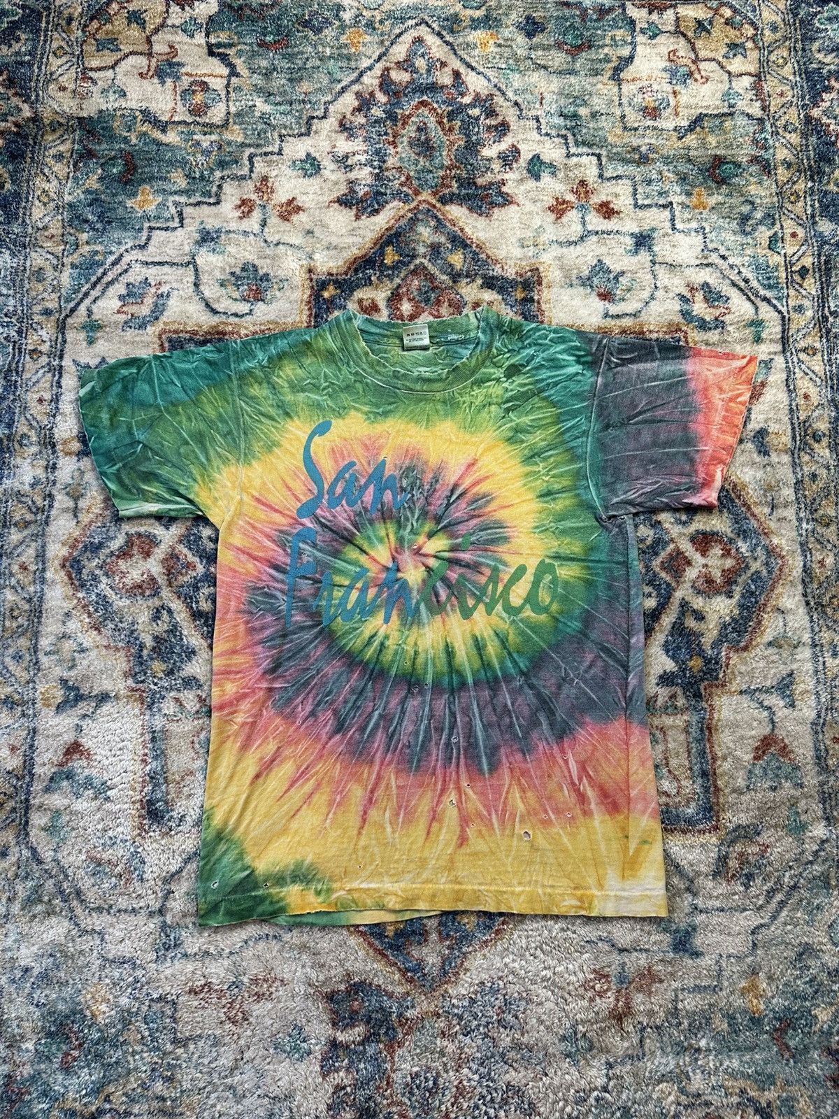 Vintage Vintage San Fransisco Spellout Tye-Dye T-shirt Medium Size US M / EU 48-50 / 2 - 1 Thumbnail