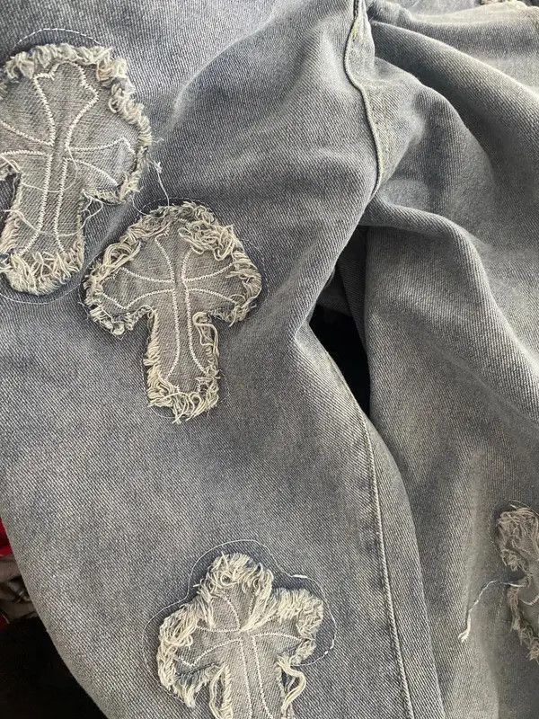 Designer Jeans with cross edges hip-hop baggy korean style y2k punk Size US 32 / EU 48 - 4 Thumbnail