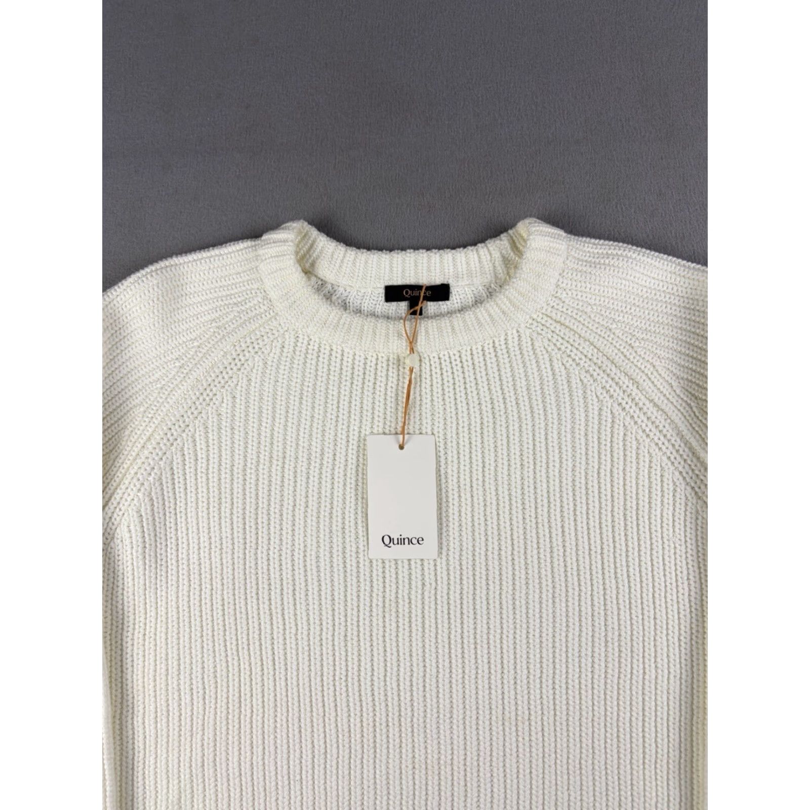 Quince Quince Sweater Womens Small Ivory knit Pullover Crew Neck Fisherman Raglan Long Sleeve Solid Cotton Regular Knit Size S / US 4 / IT 40 - 2 Thumbnail