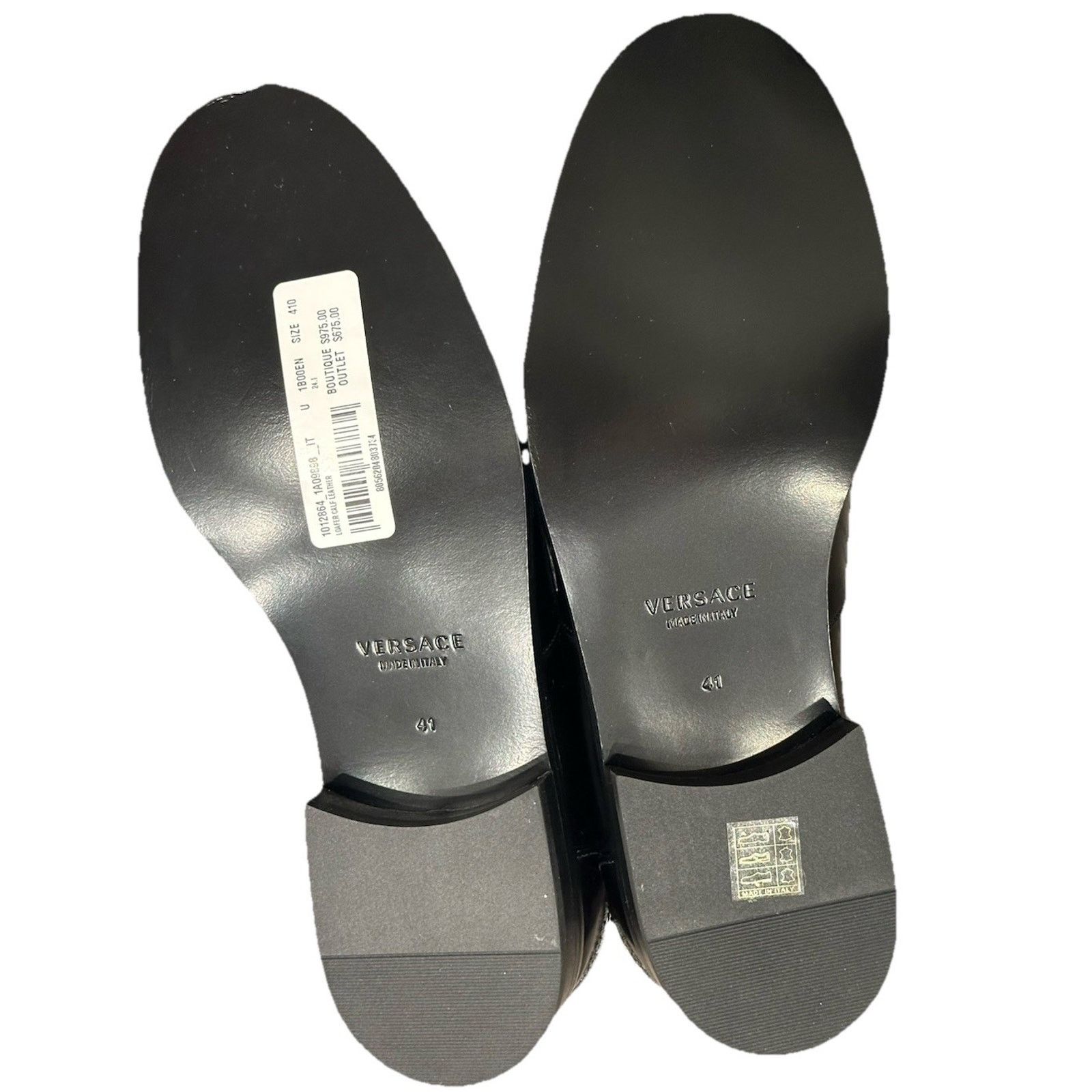 Versace VERSACE Greca Men's Black Leather Loafer Shoes 8 US 1012864 Size US 8 / EU 41 - 14 Thumbnail