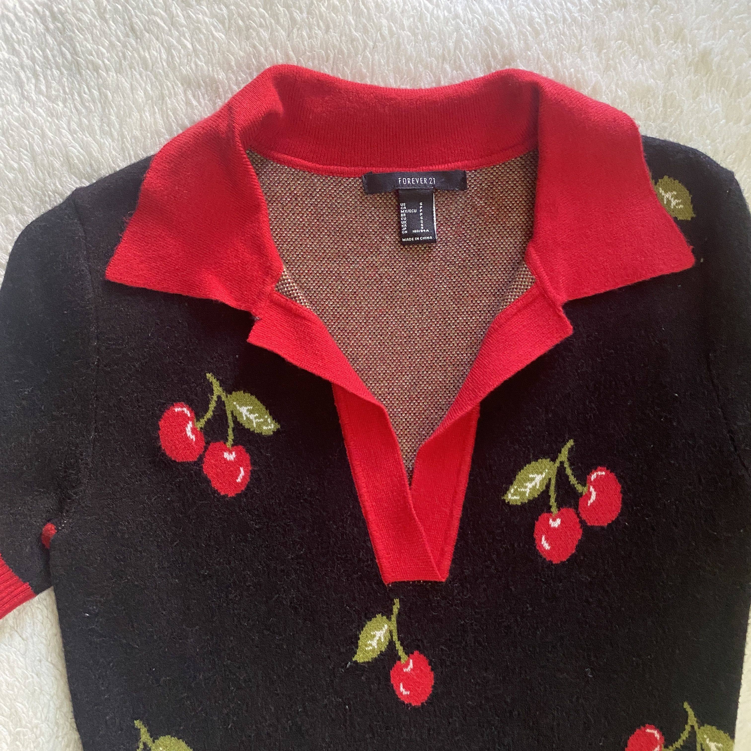 Forever 21 Forever 21 Cherry Split-Neck Sweater Dress – Size Small Size S / US 4 / IT 40 - 11 Thumbnail