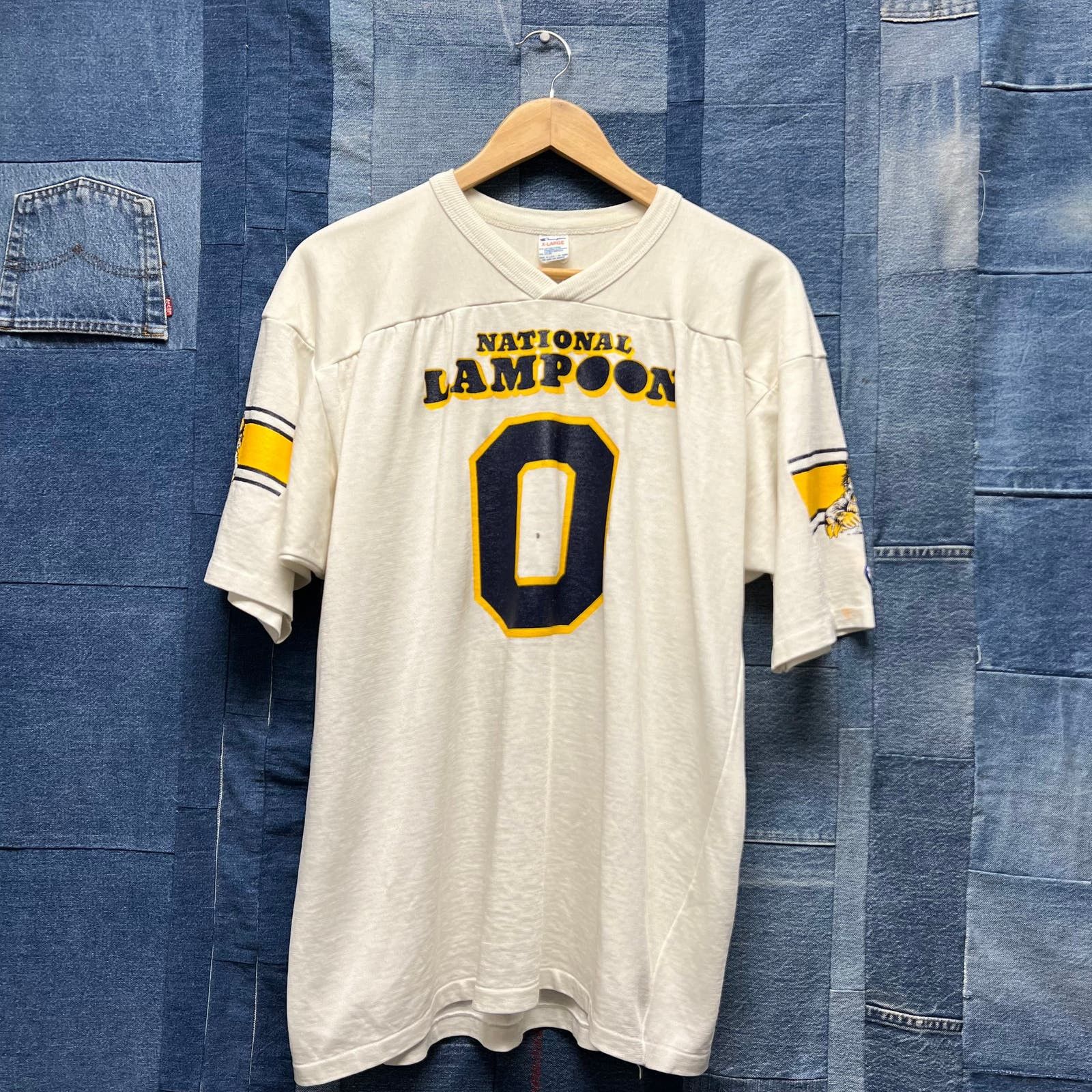 image of Vintage 80's Champion National Lampoons Jersey, Large in White, Men's