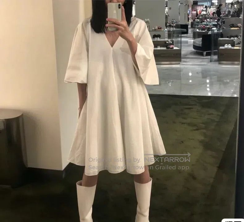 The Row The row White V-neck dress Size XS / US 0-2 / IT 36-38 - 4 Thumbnail