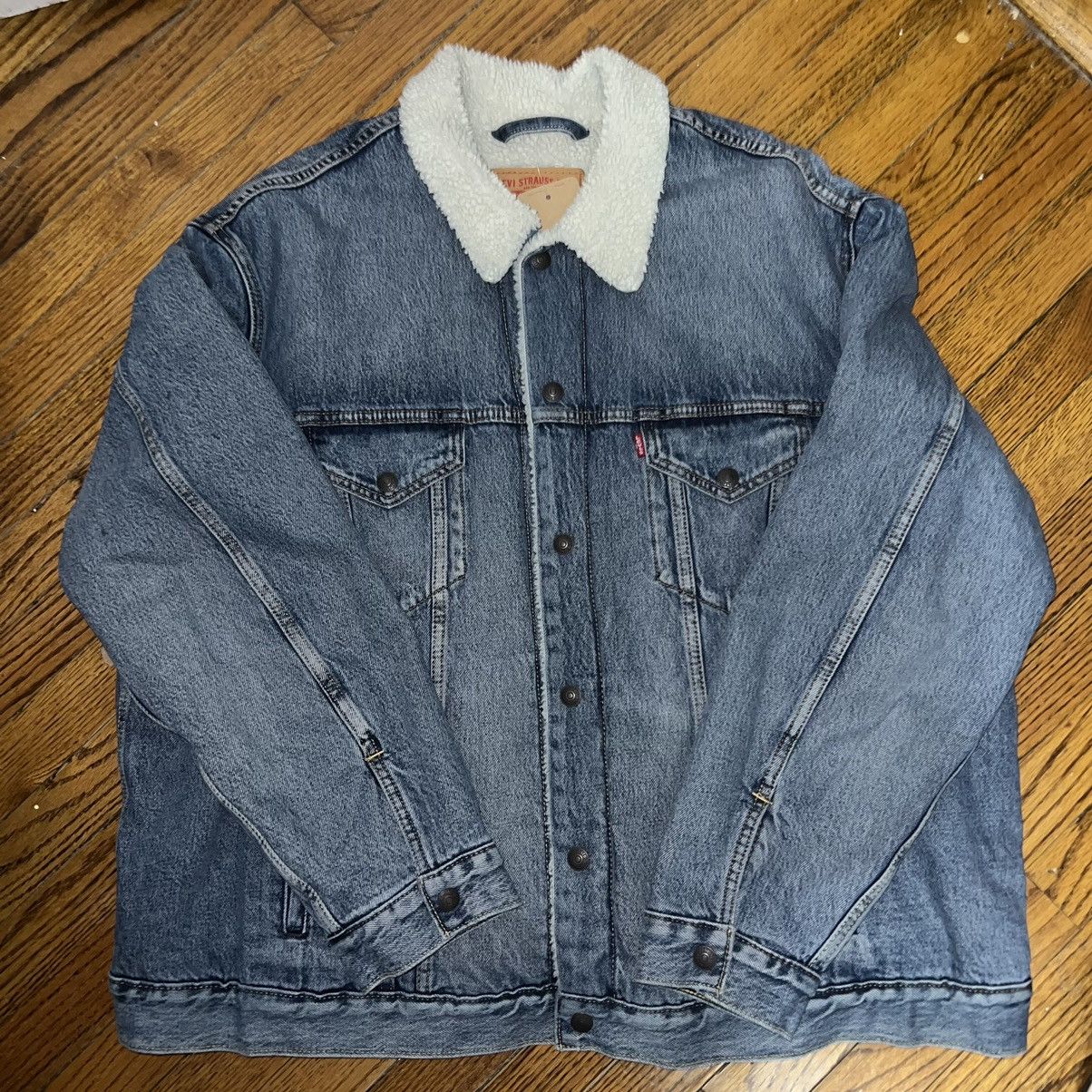 Blue Sherpa Levis Uomo Levi's Trucker Giacca Di Jeans Levis