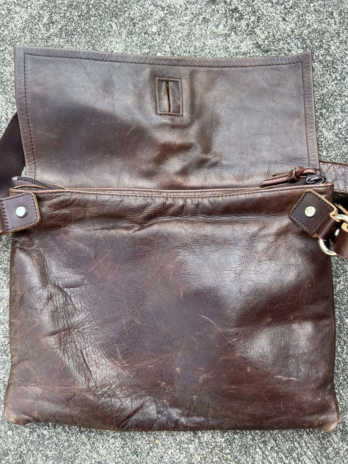 Leather Vintage Indeed Japan Pewter Patina Leather Sling Bag Size ONE SIZE - 12 Thumbnail
