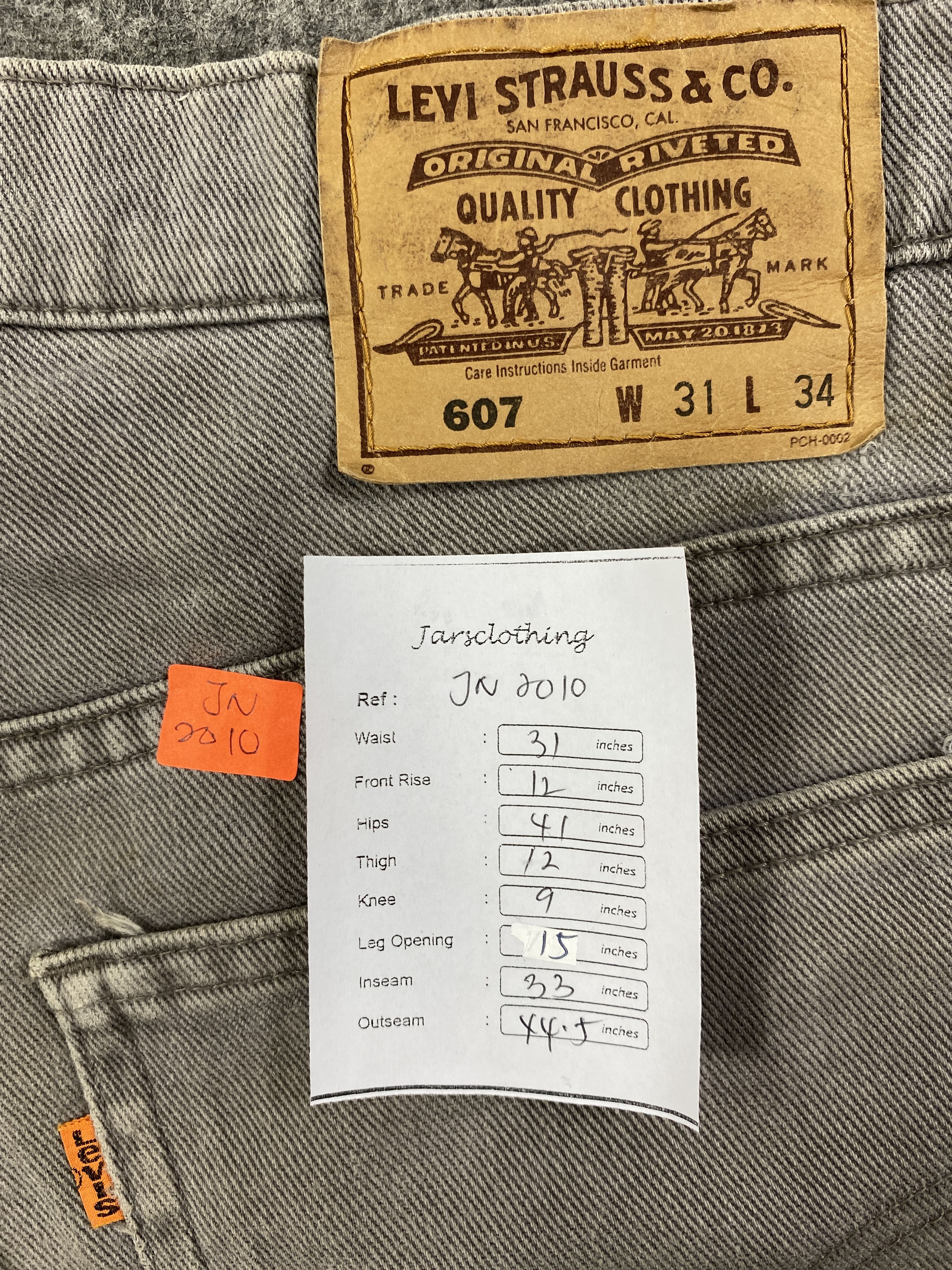 Levi's Light Grey Vintage Levi's 607 Orange Tab Denim -JN2010 Size US 30 / EU 46 - 8 Thumbnail