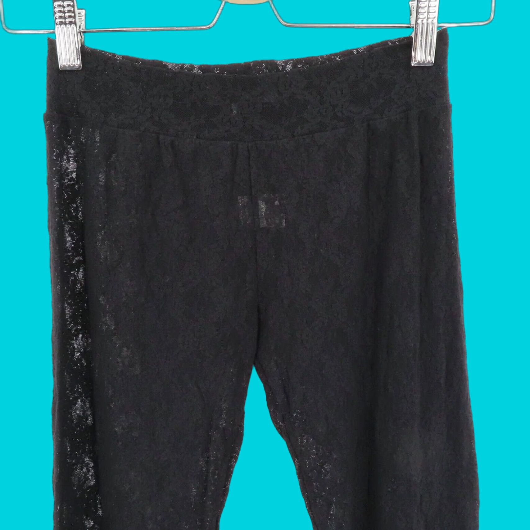 Alice + Olivia Alice + Olivia Women M Black Floral Sheer Lace Footless Leggings Jegging Pants Size 32" / US 10 / IT 46 - 1 Thumbnail