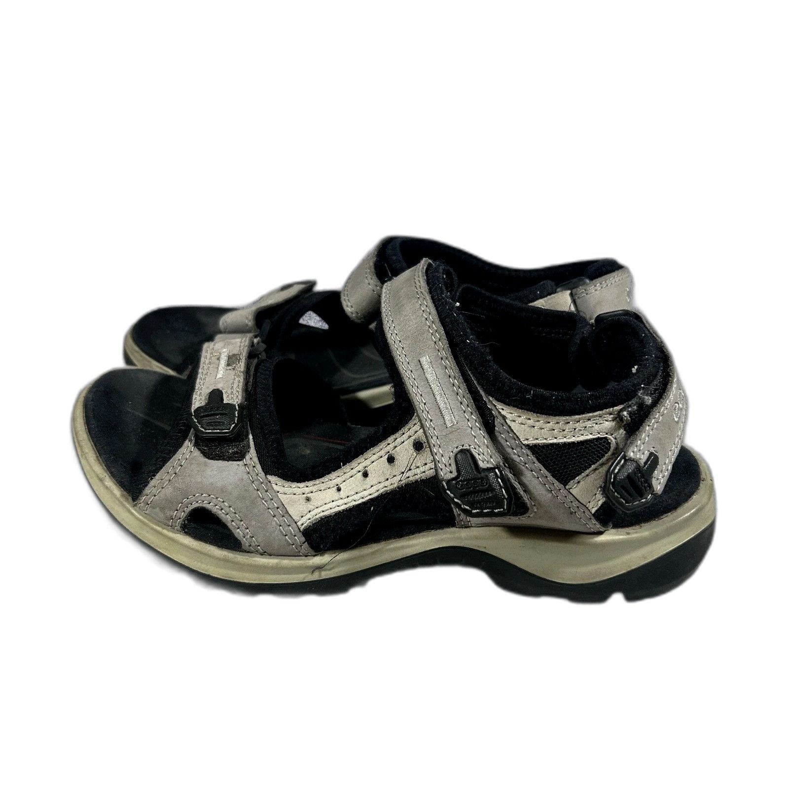 Ecco Ecco Off-Road Yucatan Sandals Hiking Gray Black Leather Slin Size US 7.5 / EU 40-41 - 4 Thumbnail